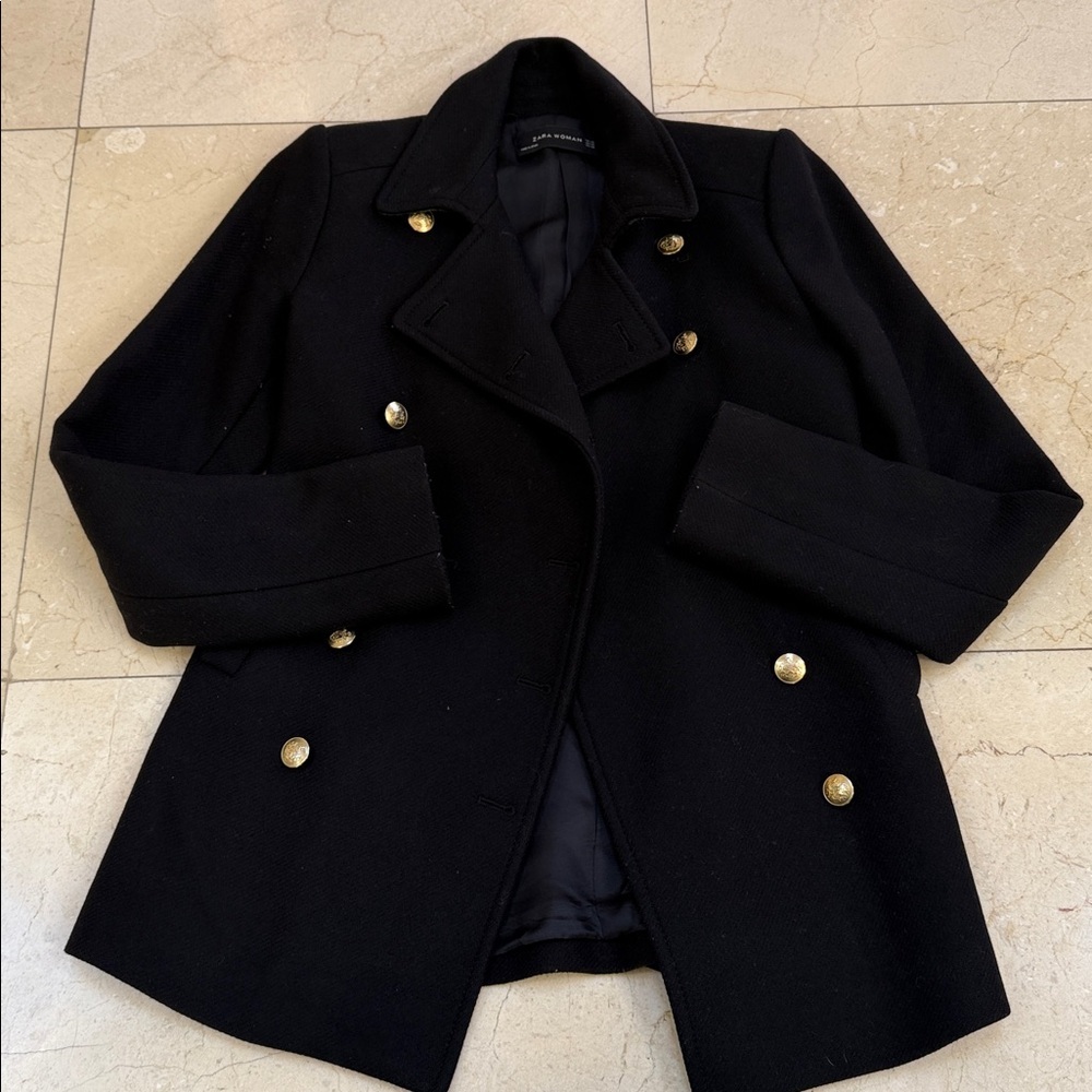 Zara pea coat dark navy blue  size XS​ - Picture 3 of 7